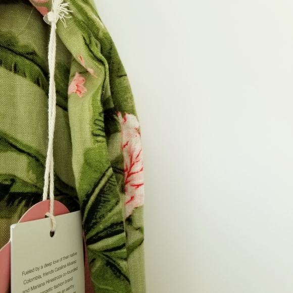 Agua Bendita Target Green Pink Floral Linen Blend Wide Leg Pull On Pants XL NWT - Picture 6 of 10